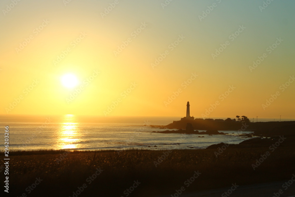The sunset with the lighthouse