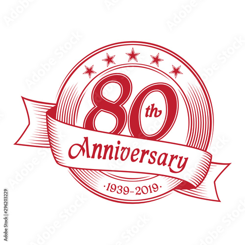 80th anniversary design template. 80 years celebration logo. Vector and illustration.