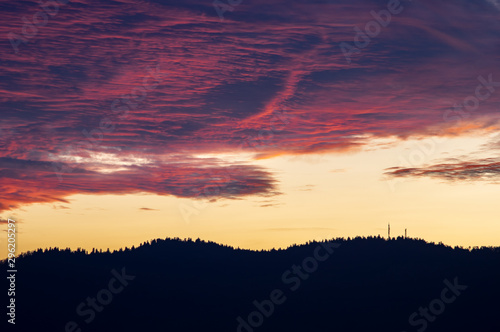 Autumn sunset in the mountains