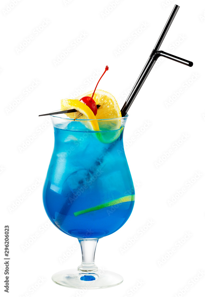 Blue Lagoon . Alcohol cocktail isolated on white Blue Lagoon . Alcohol cocktail isolated on white