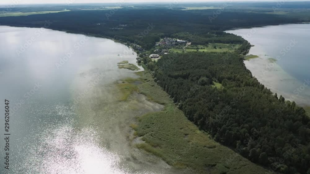 Aerial drone video over a natural shallow in the middle of the lake Aerial drone video over a natural shallow in the middle of the lake