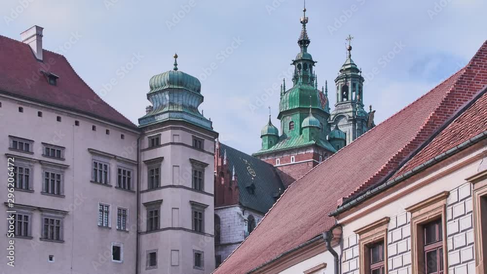 Krakow. Poland. Wawel castle at day. Time lapse.