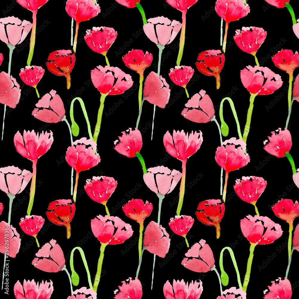seamless background with watercolor tulips seamless background with watercolor tulips