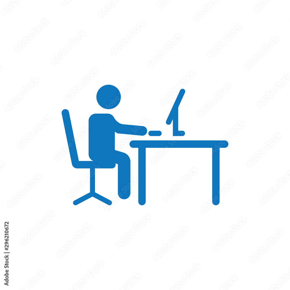 man working at desk icon for web and mobile man working at desk icon for web and mobile