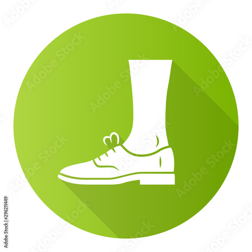 Brogues green flat design long shadow glyph icon. Women and men leather oxford shoes. Stylish formal elegant footwear. Male and female office fashion. Vector silhouette illustration