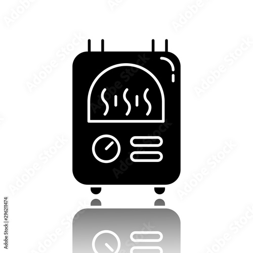 Central heating drop shadow black glyph icon. Utility service. Warm flat. Building heat equipment. Vector isolated illustration