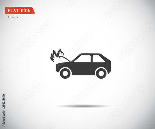 car fired Vehicle insurance Icon. Flat pictograph Icon design  Vector illustration.