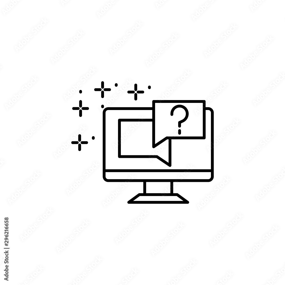 Monitor, chat, question icon. Simple line, outline vector of online educationa icons for ui and ux, website or mobile application