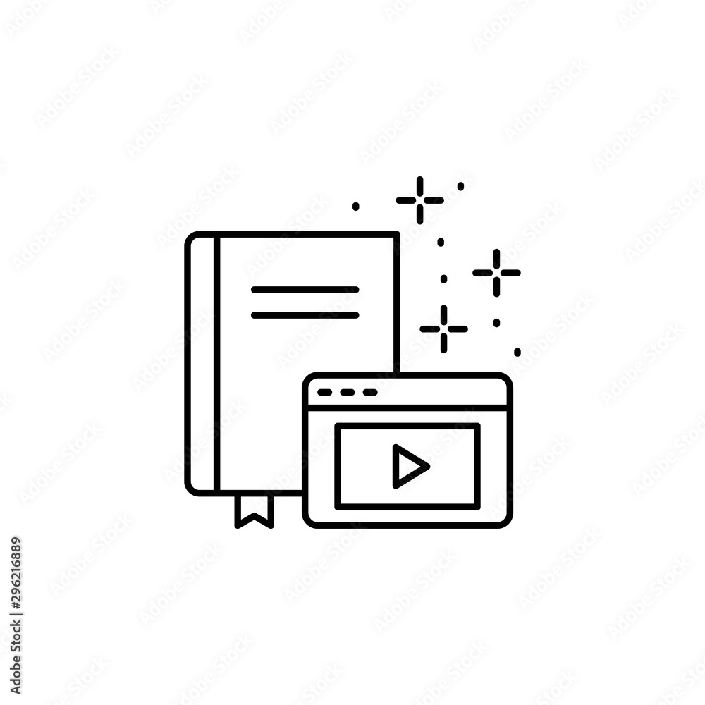 Book, website, video icon. Simple line, outline vector of online educationa icons for ui and ux, website or mobile application Book, website, video icon. Simple line, outline vector of online educationa icons for ui and ux, website or mobile application