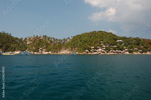 Houses perched on a hill of Thian Og bay (Shark bay), Koh Tao, Thailand