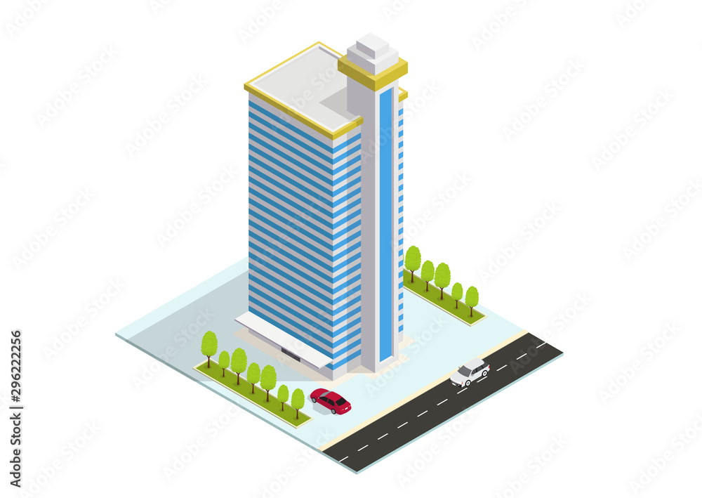 vector isometric hotel, apartment, or skyscraper building vector isometric hotel, apartment, or skyscraper building