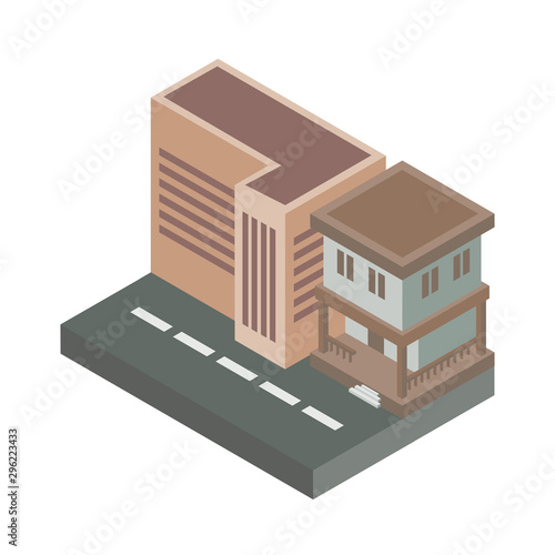 Isolated house and building isometric vector design