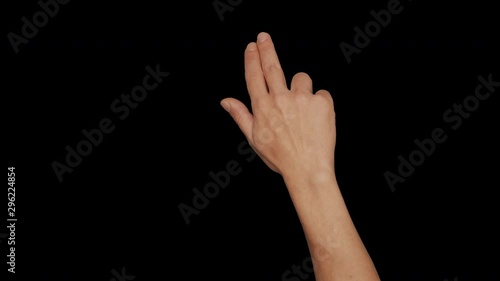 Male naked hand touch screen additional Two fingers and palm gestures