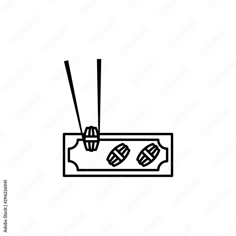 Sushi, fish, salmon, hashi icon. Simple line, outline vector of japanese food icons for ui and ux, website or mobile application Sushi, fish, salmon, hashi icon. Simple line, outline vector of japanese food icons for ui and ux, website or mobile application