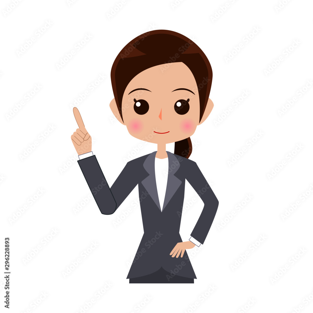 Female business person, explaining, pointing