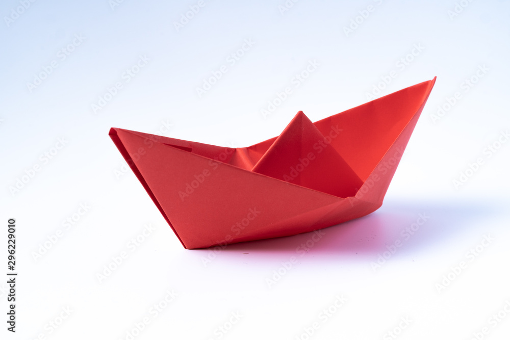 origami red paper boat