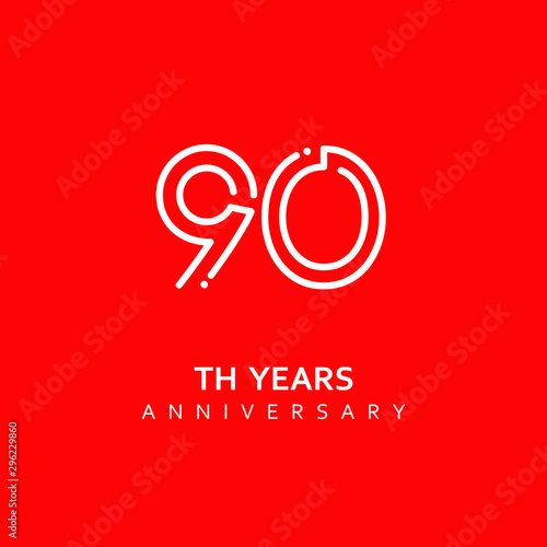 90 Year Anniversary Vector Template Design Illustration