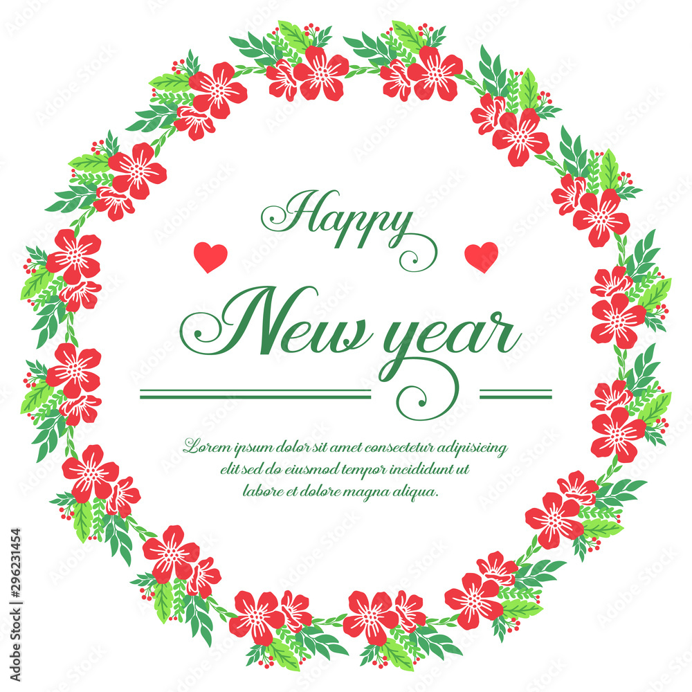 Decorative of cute leaf flower frame for various pattern of card happy new year. Vector