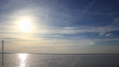 sunset lake boat