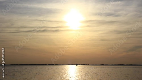 sunset lake boat