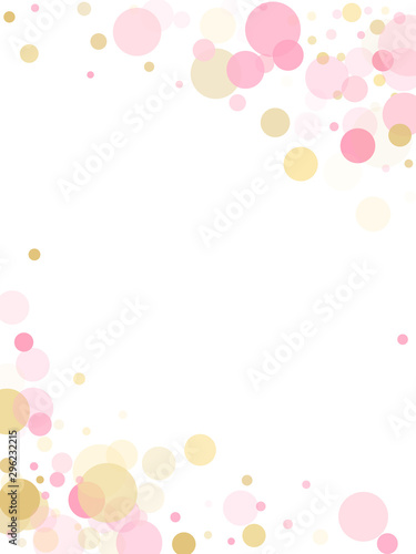 Rose gold confetti circle decoration for Valentine card background. 