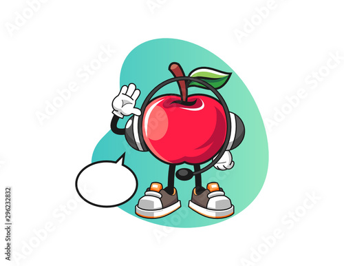 Apple costumer cervices mascot design vector. Cartoon character illustration for business, t shirt, sticker.