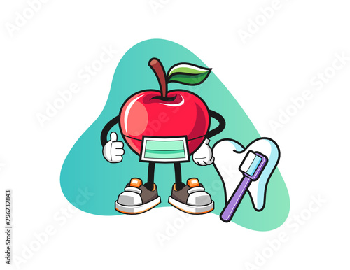 Apple dentist mascot design vector. Cartoon character illustration for business, t shirt, sticker.