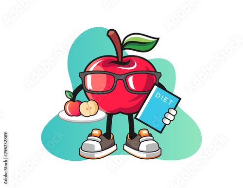 Apple dietitian mascot design vector. Cartoon character illustration for business, t shirt, sticker.