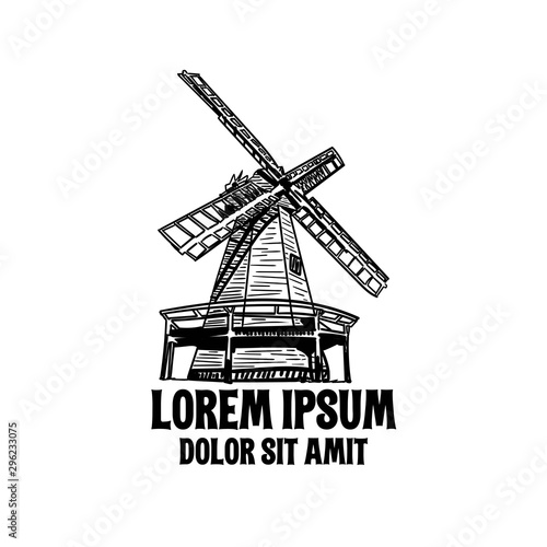 windmill turbin power eco technology - vector 