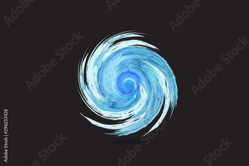Logo blue spiral waves ocean beach swirl watercolor vector 