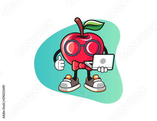 Apple geek mascot design vector. Cartoon character illustration for business, t shirt, sticker.