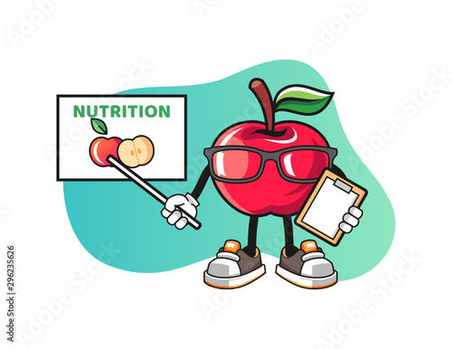 Apple nutritionist mascot design vector. Cartoon character illustration for business, t shirt, sticker.