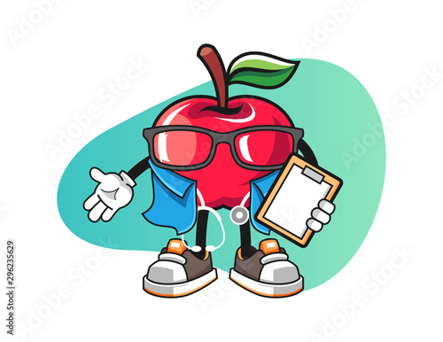 Apple nurse mascot design vector. Cartoon character illustration for business, t shirt, sticker.