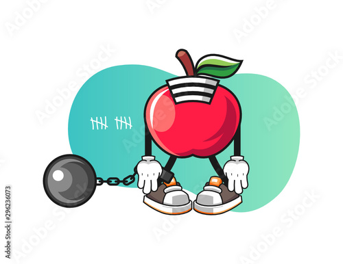 Apple prisoner mascot design vector. Cartoon character illustration for business, t shirt, sticker.