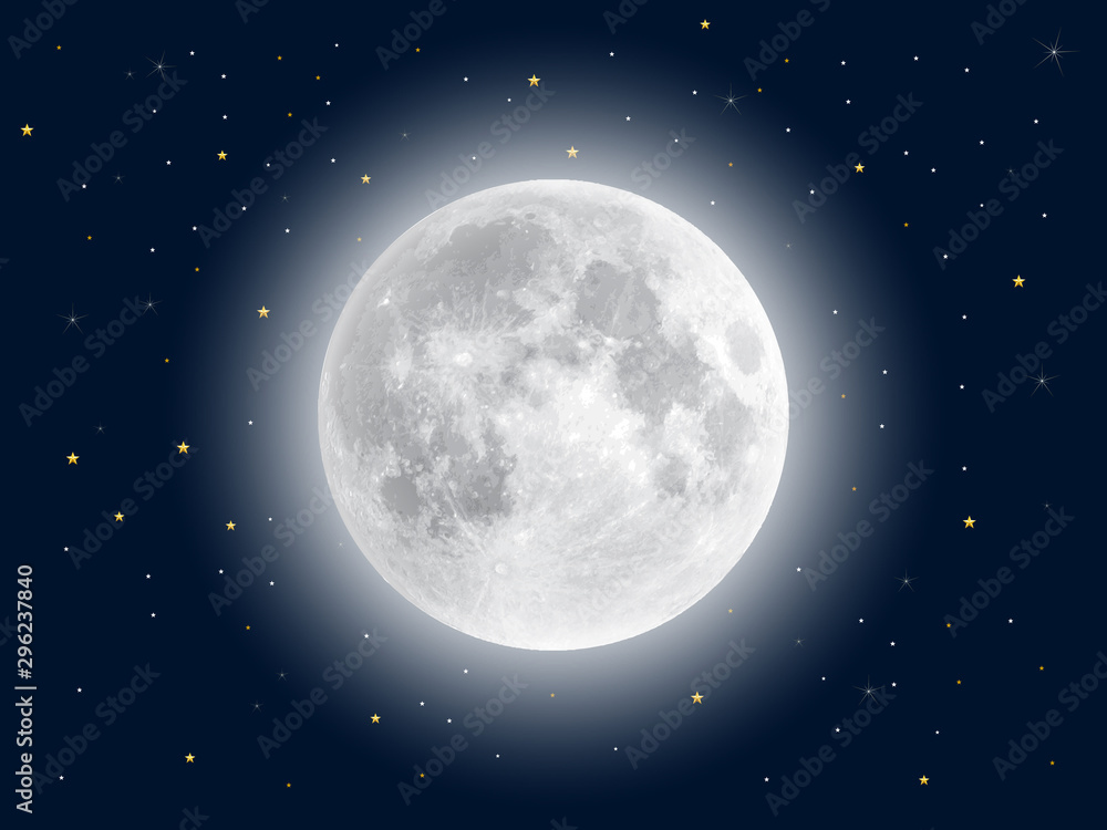 Realistic full moon. Vector