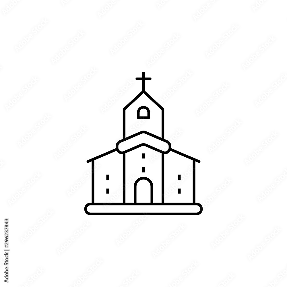 building, church line icon on white background
