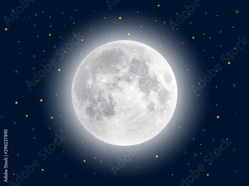 Realistic full moon. Vector