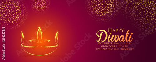 illustration of burning diya on happy Diwali Holiday background for light festival of India