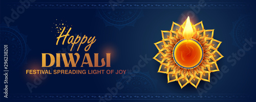 illustration of burning diya on happy Diwali Holiday background for light festival of India