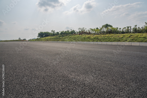 Outdoor asphalt road low angle perspective view background