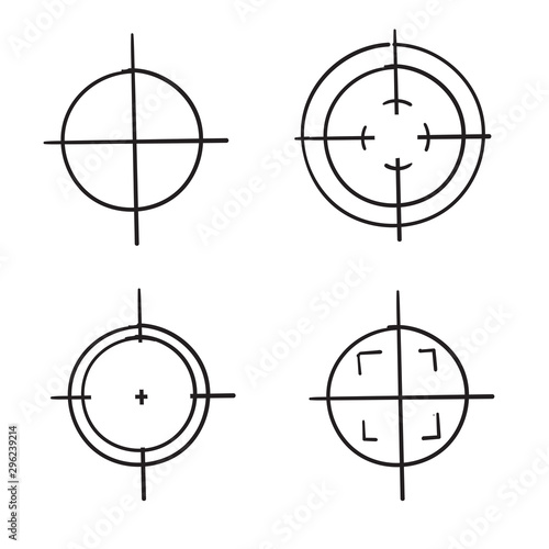target icon illustration with handdrawn doodle style vector