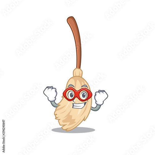 Super hero broom with the in cartoon shape