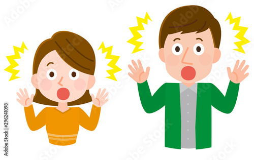 驚く　男性　女性　イラスト