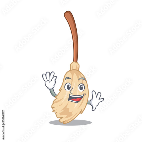 Waving broom with the in cartoon shape