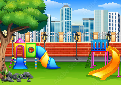 Background of playground in the park city