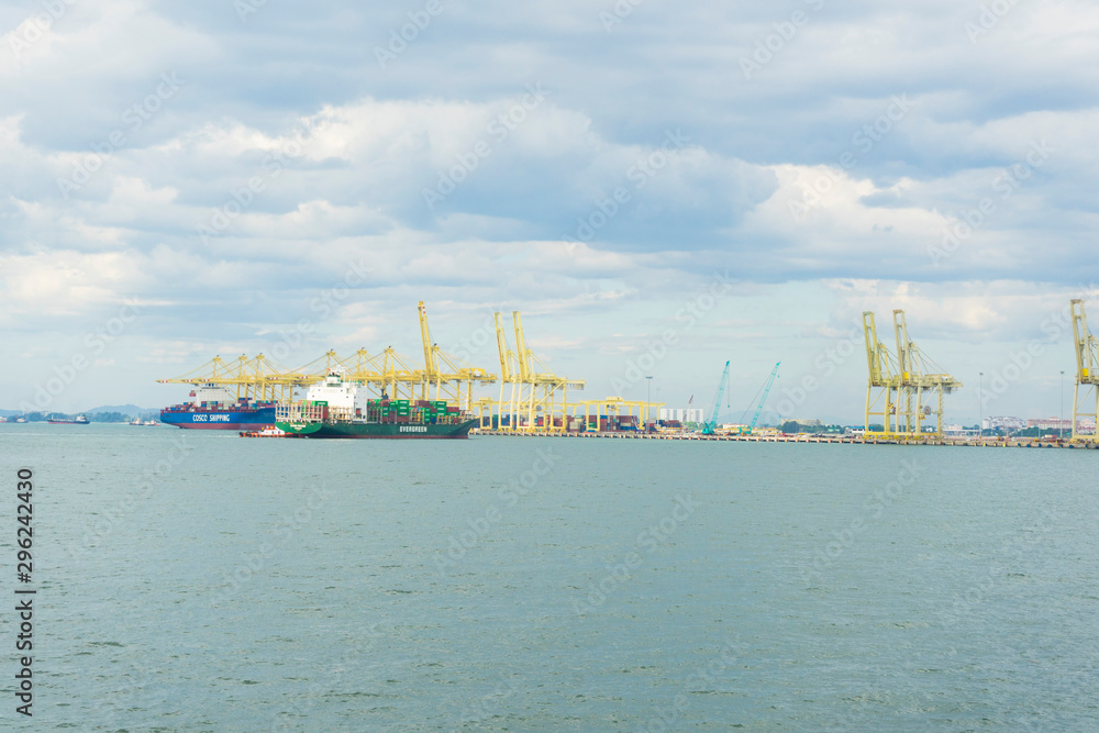 Panoramic view of Penang Port in Butterworth, Malaysia