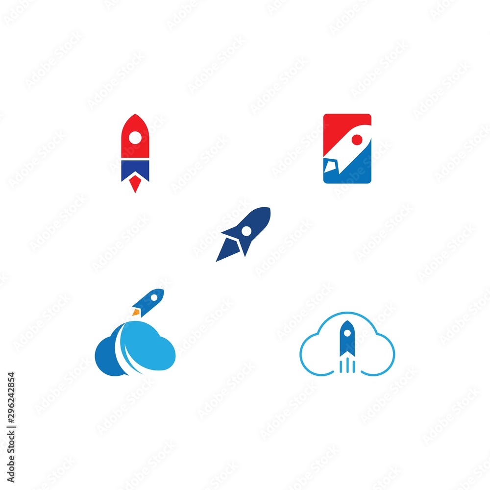 Rocket ilustration logo vector - obrazy, fototapety, plakaty 