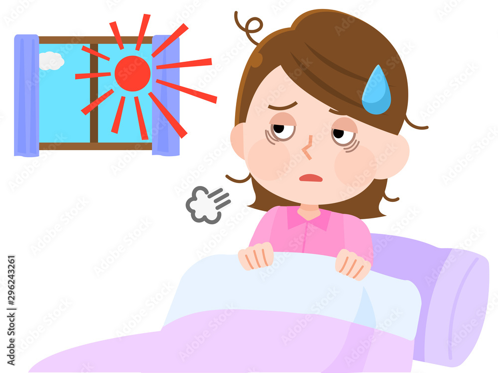 不眠症 眠れなくて困る女性07 起きる イラスト Stock Vector Adobe Stock