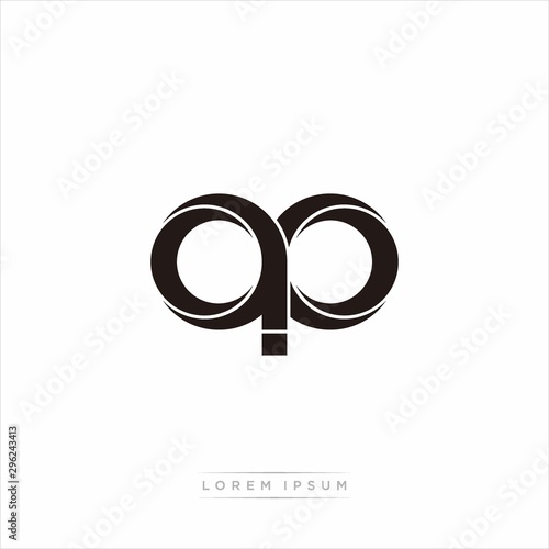 ap Initial Letter Split Lowercase Modern Monogram linked outline rounded logo