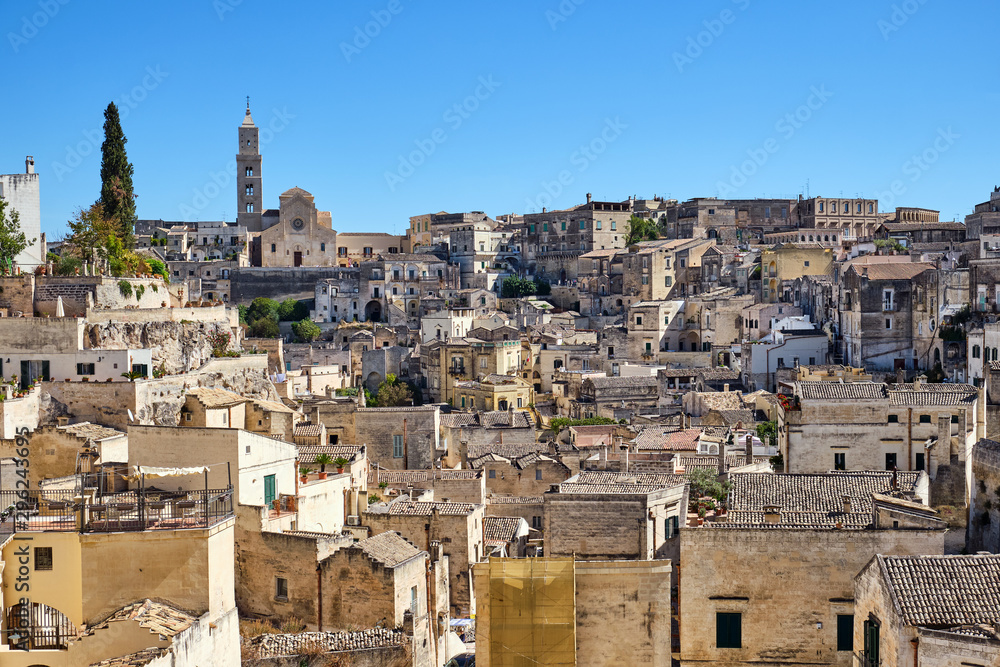 View of the historic old town of Matera in southern Italy